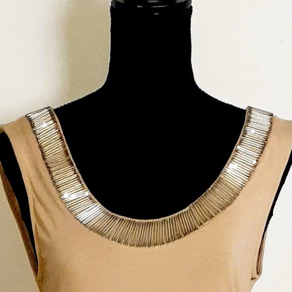 Silver Jeweled Accent Sleeveless Low Back Dress - Picture 3 of 3